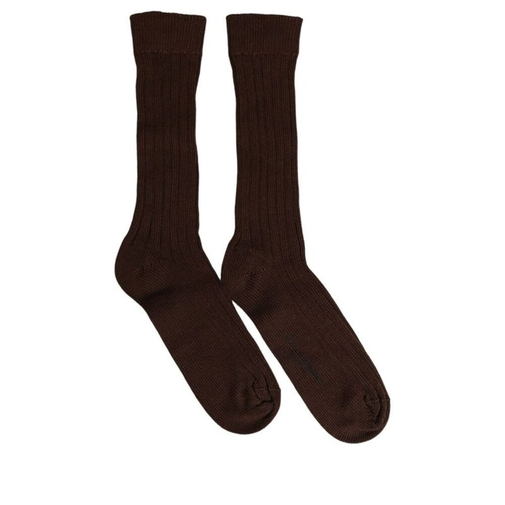 Dolce & Gabbana Dark Brown Nylon Ribbed Over The Calf Women's Socks